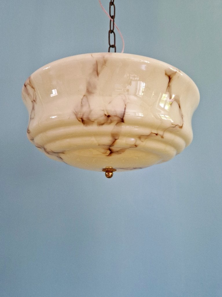 Suspension Art Déco en opaline marbrée, années 1920-30, Enlèvement ou Envoi