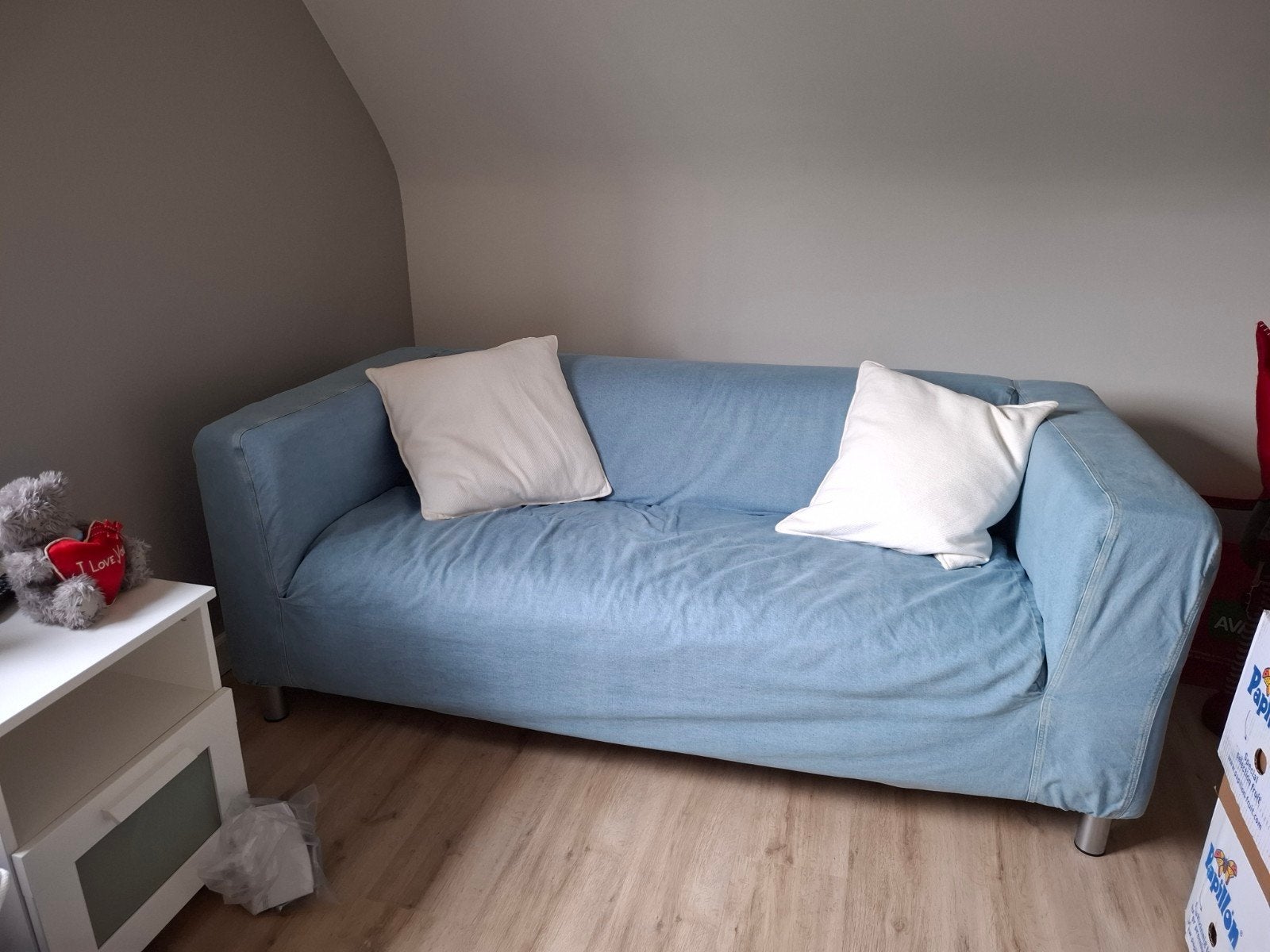 Zetel, Huis en Inrichting, Ophalen, 90 cm, Blauw, Tweepersoons