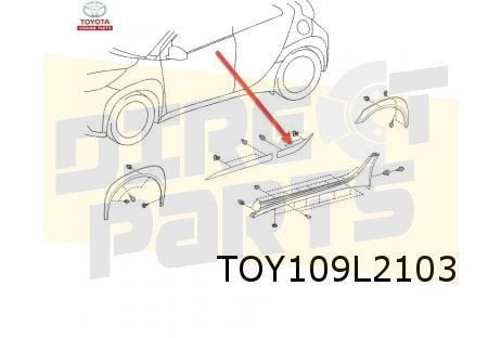 Toyota Aygo X (3/22-) stootlijst voorportier Links (zwart /, -, Verzenden, -, Nieuw