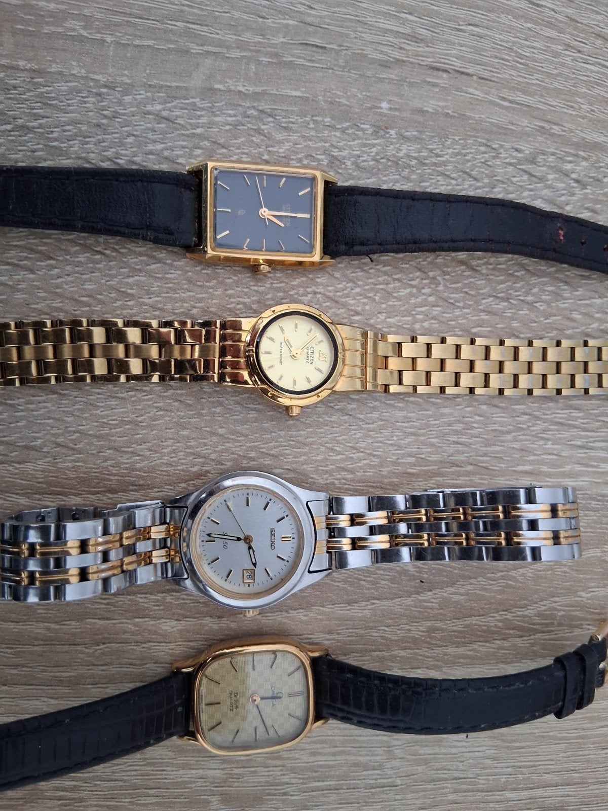 4 vintage dameshorloges - Omega, Seiko (werkend!) & Citizen, Handtassen en Accessoires, Horloges | Dames, Ophalen, Seiko, Gebruikt