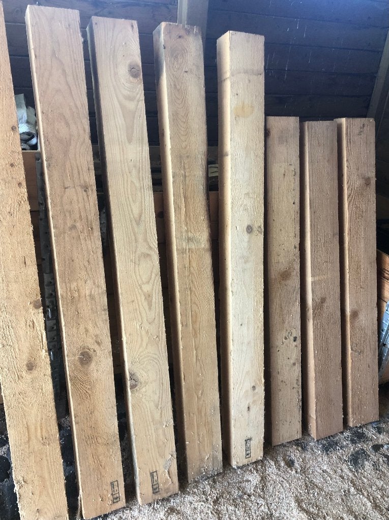 10 poutres en bois (épicéa) /dimensions : voir ci-dessous, Jardin & Terrasse, Poteaux, Poutres & Planches, Enlèvement, Comme neuf