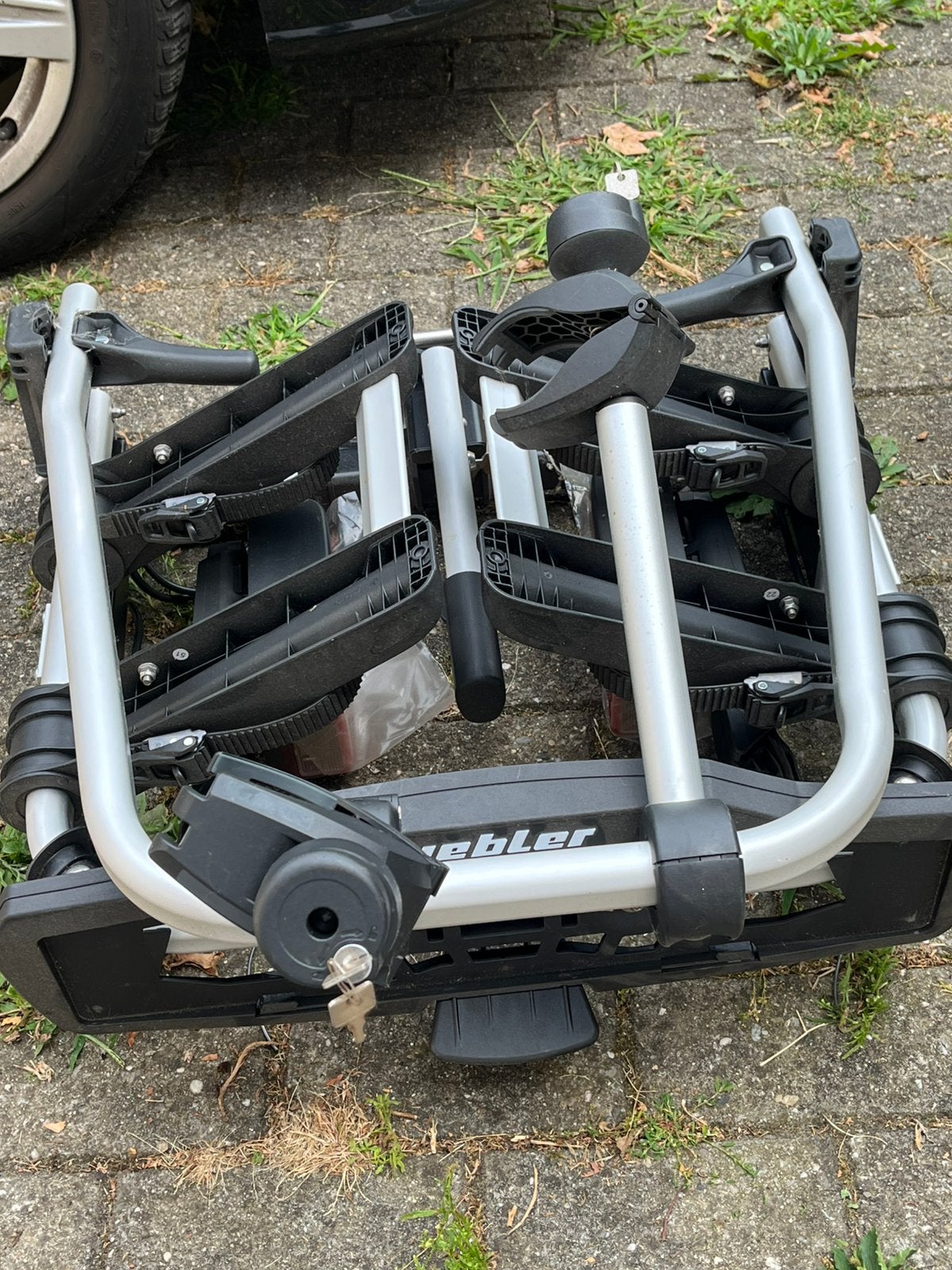 Fietsdrager plooibaar, Support d'attelage, 2 vélos, Pneus larges, Comme neuf