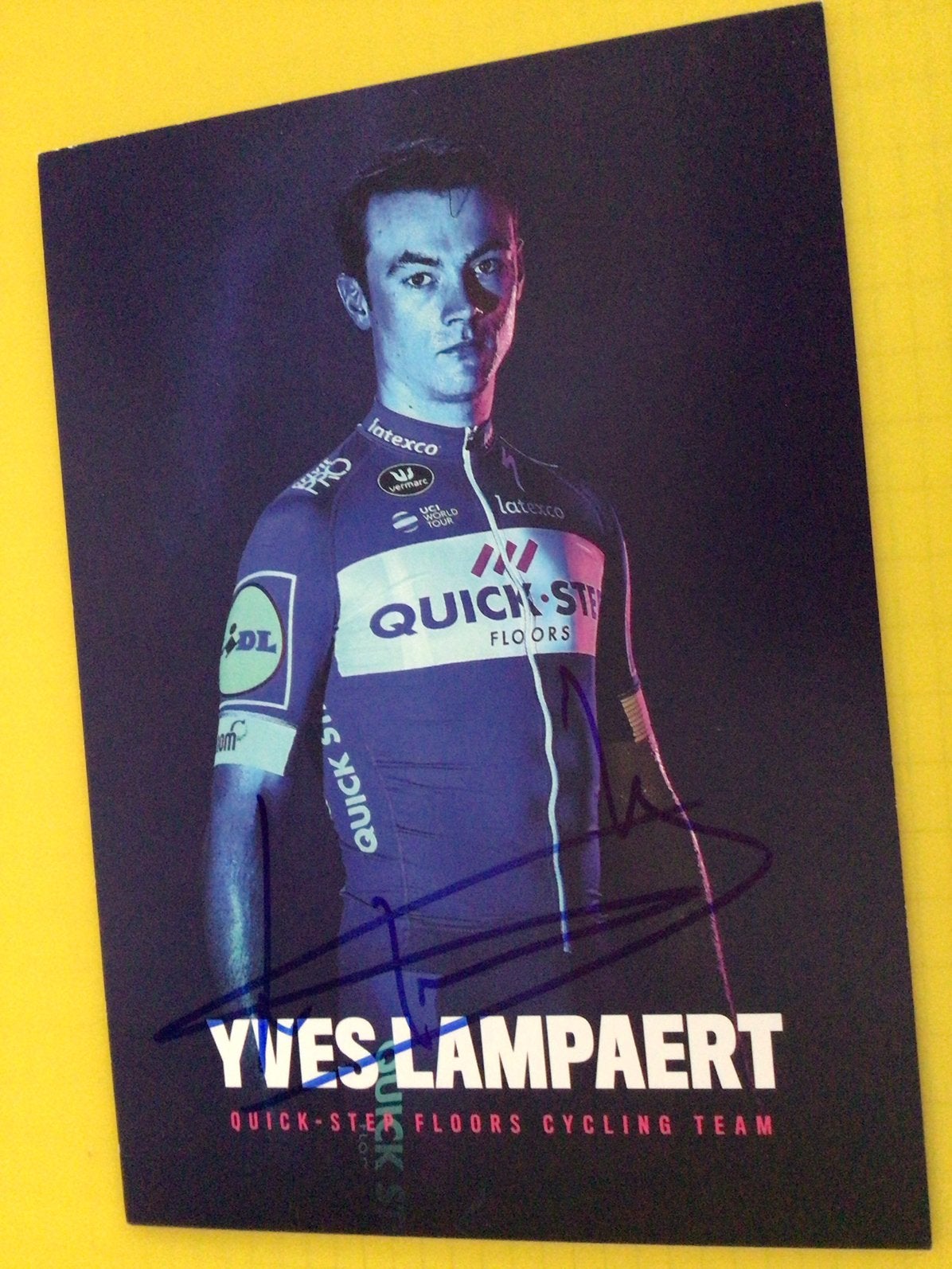 wielerkaart 2018 team quick step yves lampaert signe, Verzenden, Zo goed als nieuw