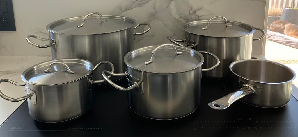 Ensemble (5 pièces) de marmites Lacor à vendre, Maison & Meubles, Cuisine | Casseroles & Poêles, Inox, Plaques à induction, Enlèvement