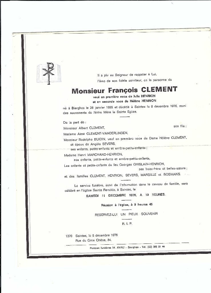 Farie part de décès, Collections, Enlèvement ou Envoi