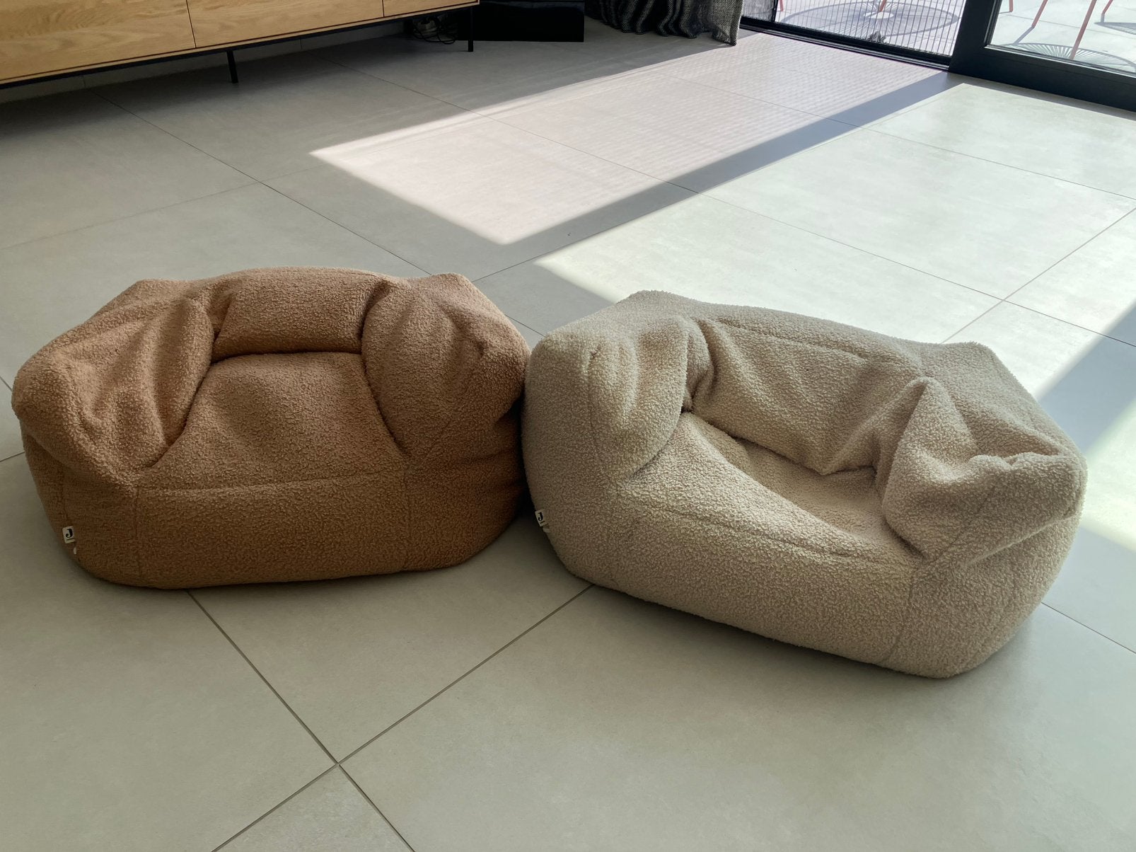 Zetel Jollein teddy 2 stuks, Huis en Inrichting, Ophalen, Gebruikt, Beige, Zitzak