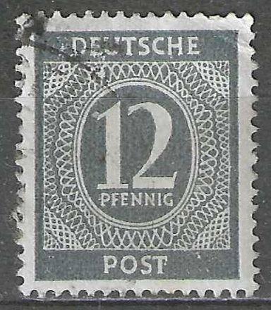 Duitsland A.A.S. 1946 - Yvert 9 - Cijfer in Ovaal (ST), Verzenden, Gestempeld