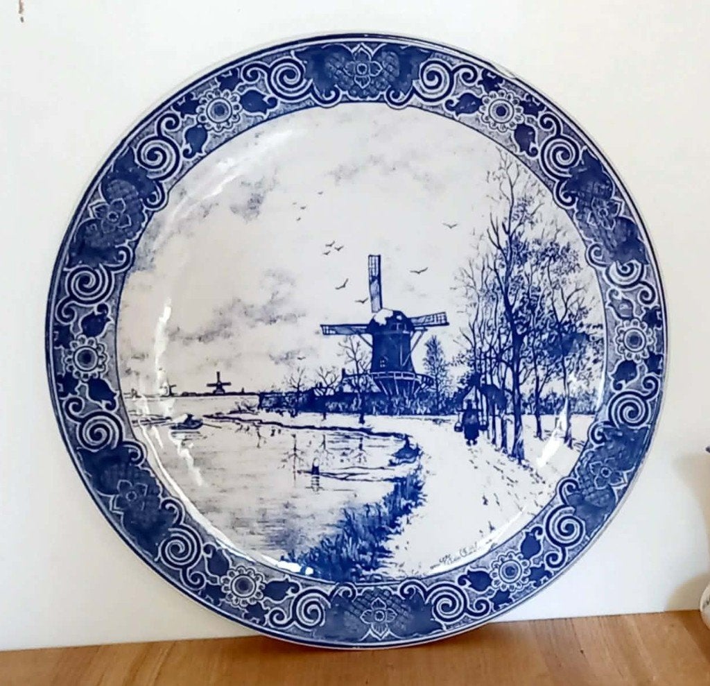 PLAT EN FAIENCE EMAILLEE  "DELFTS BLAUW", Enlèvement
