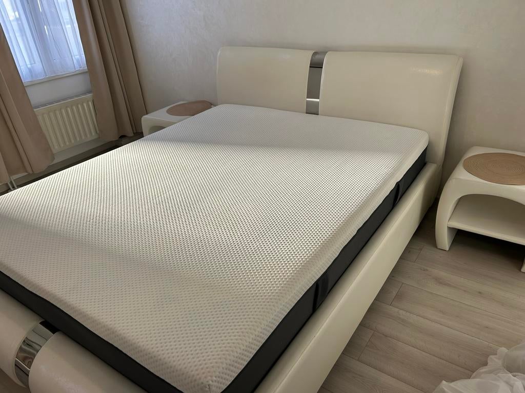 Tweepersoonsbed, Huis en Inrichting, Ophalen, Overige materialen, Wit, Tweepersoons