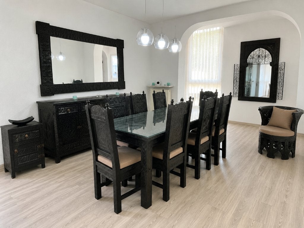 Ensemble de salle à manger artisanal  – Importé de Marrakech, Maison & Meubles, Salles à manger complètes, Comme neuf, 8 chaises ou plus