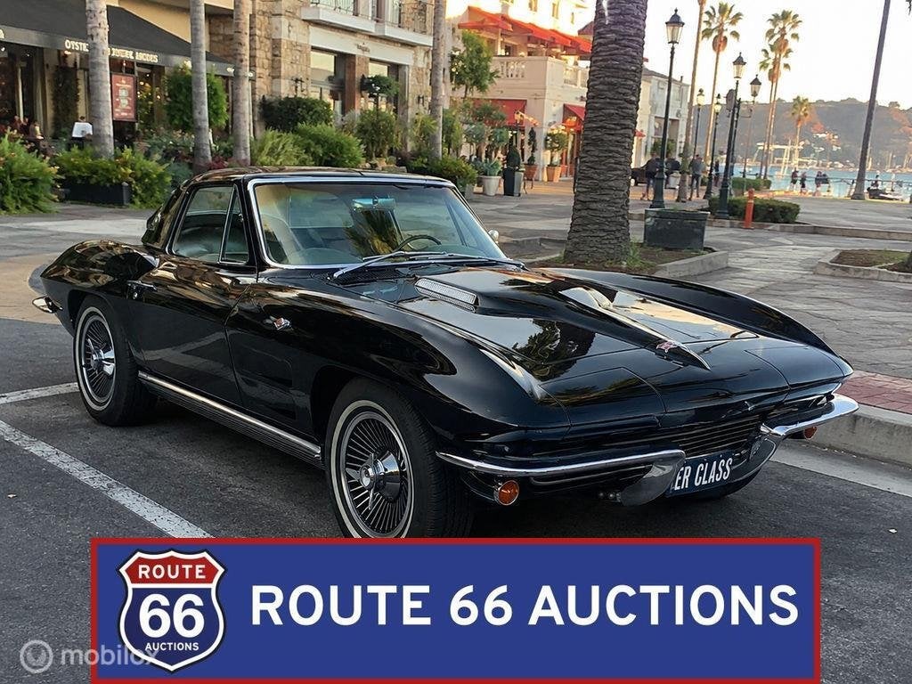 Chevrolet Corvette C2 Coupe | 1964 | Route 66 Auctions, Auto's, Chevrolet, Zwart, Bedrijf, Handgeschakeld