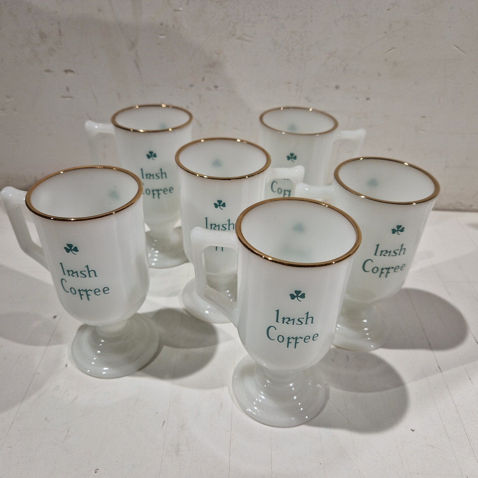 Set van 6 melkglas Ierse irish coffee glazen , mooie staat, Ophalen of Verzenden