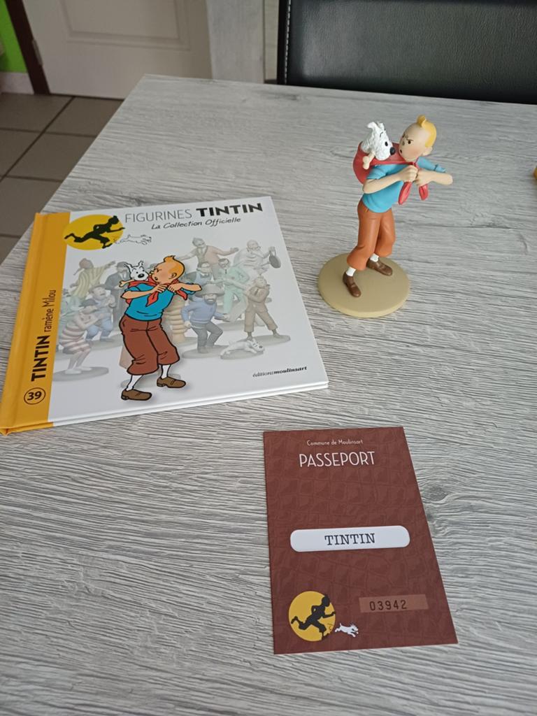Figurine Tintin numéro 39 collection officielle Moulinsart, Collections, Enlèvement ou Envoi, Tintin, Utilisé, Statue ou Figurine