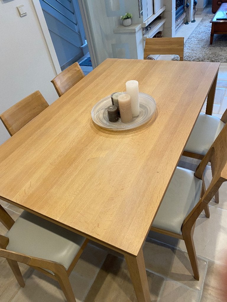 Table et 6 chaises KEM en chêne naturel, Enlèvement