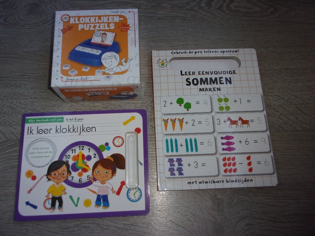 oefen klok spelletje en oefenboeken rekenen., Kinderen en Baby's, Ophalen of Verzenden, Zo goed als nieuw, Rekenen