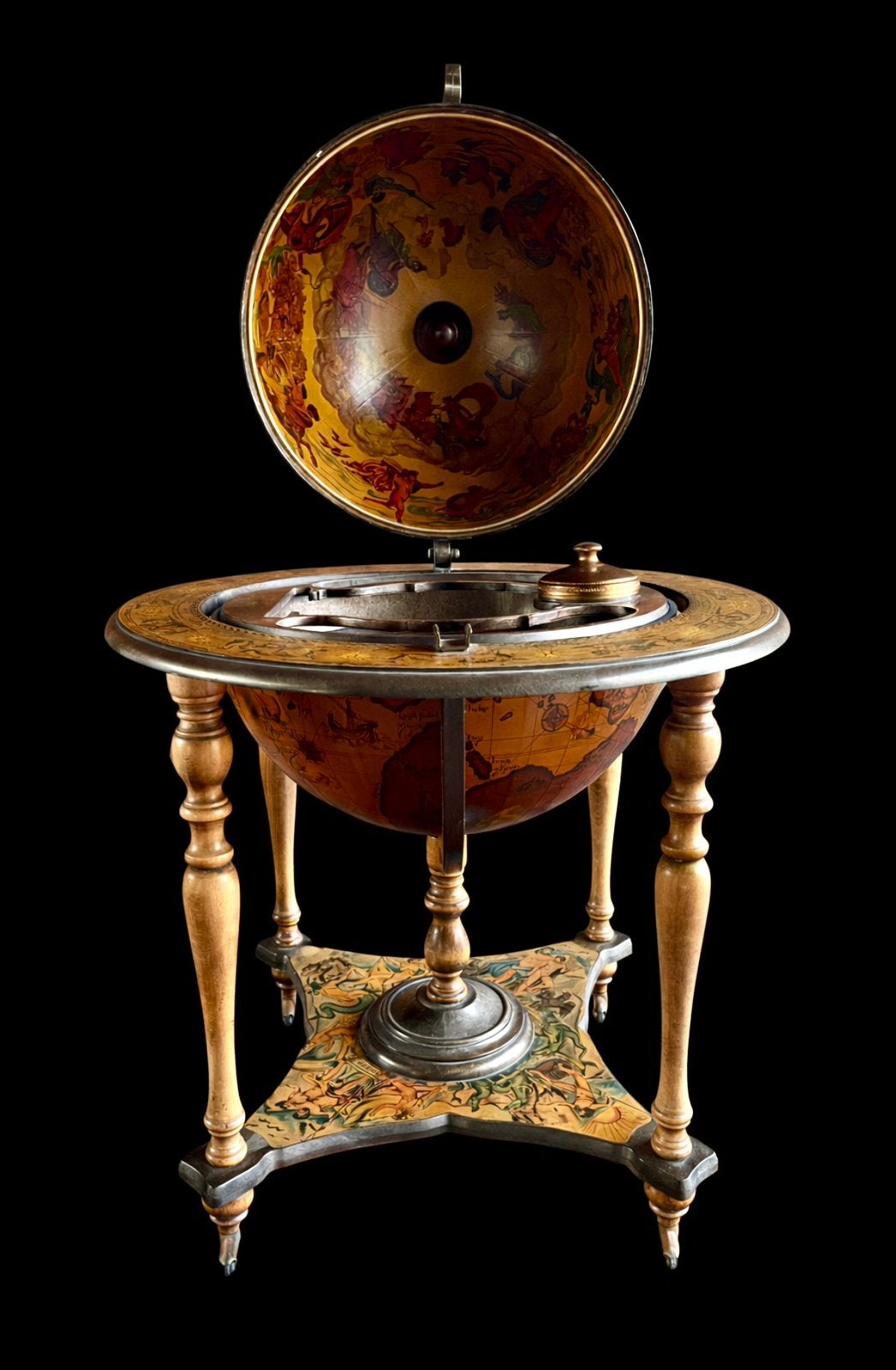 Antiek Renaissance stijl wereldbol drankkast / globe bar, Antiek en Kunst, Ophalen