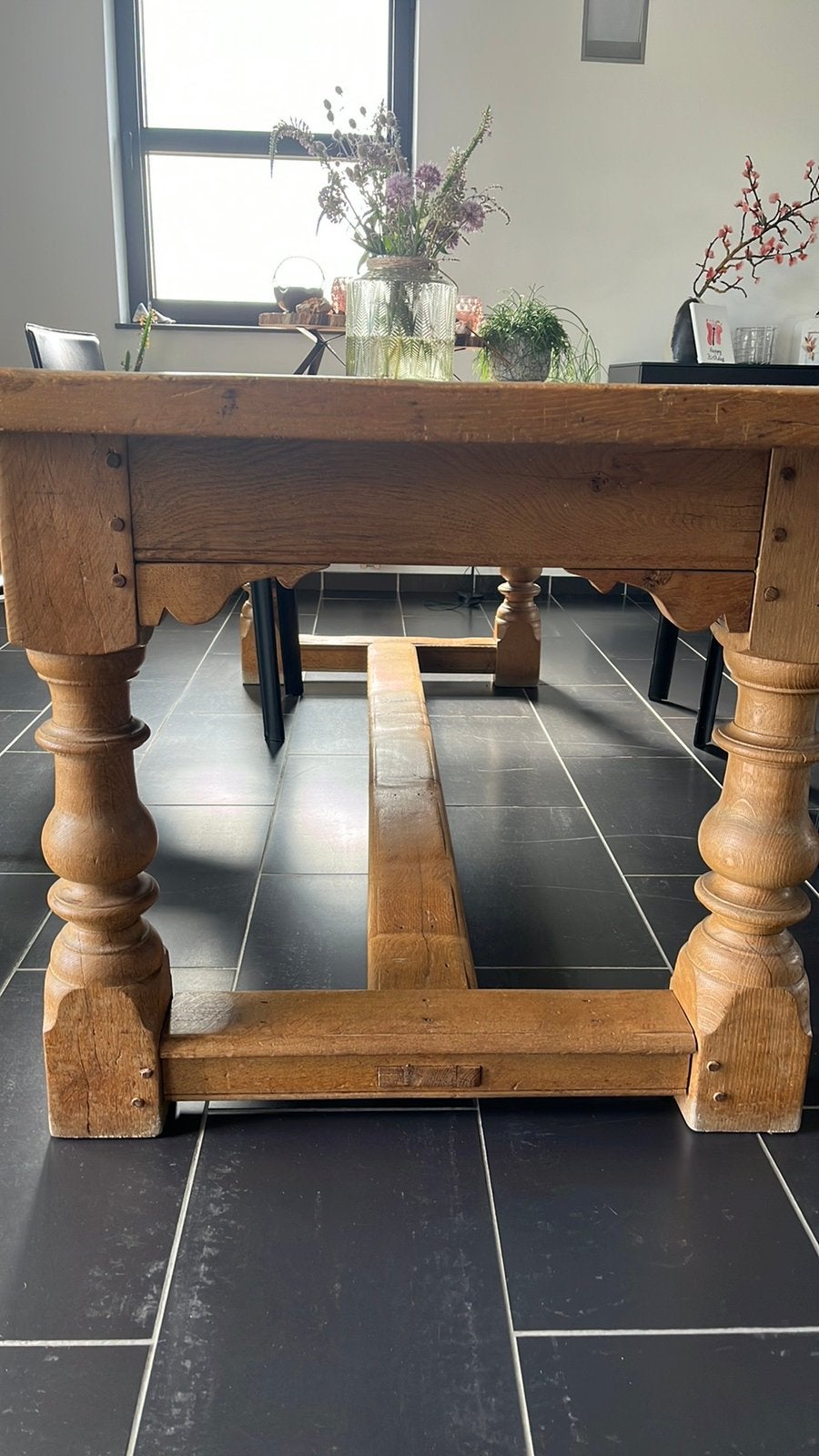 Eiken eettafel, Ophalen, Gebruikt, Eikenhout, 200 cm of meer