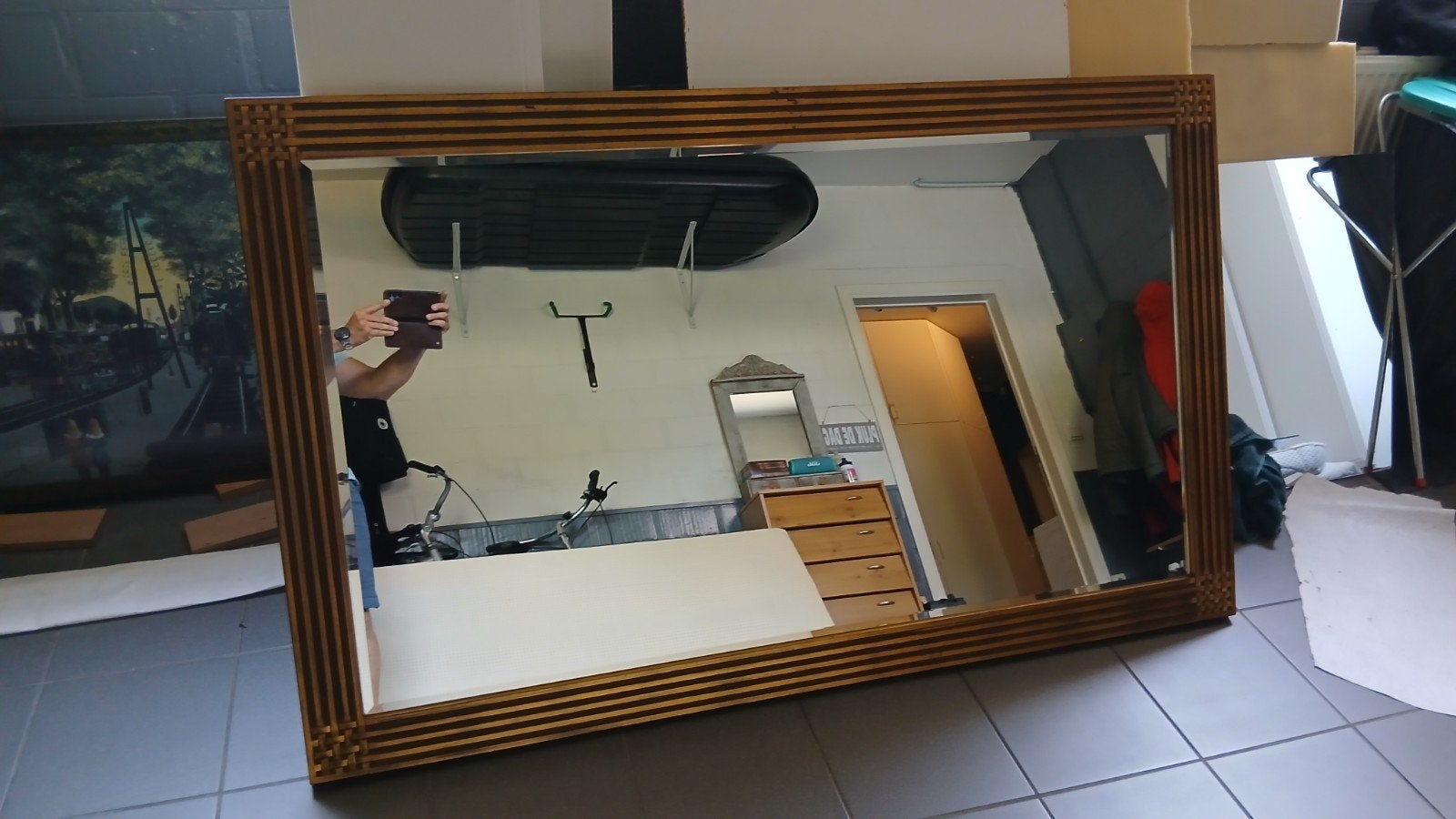 Grote spiegel voor boven kast of in slaapkamer, Huis en Inrichting, Ophalen