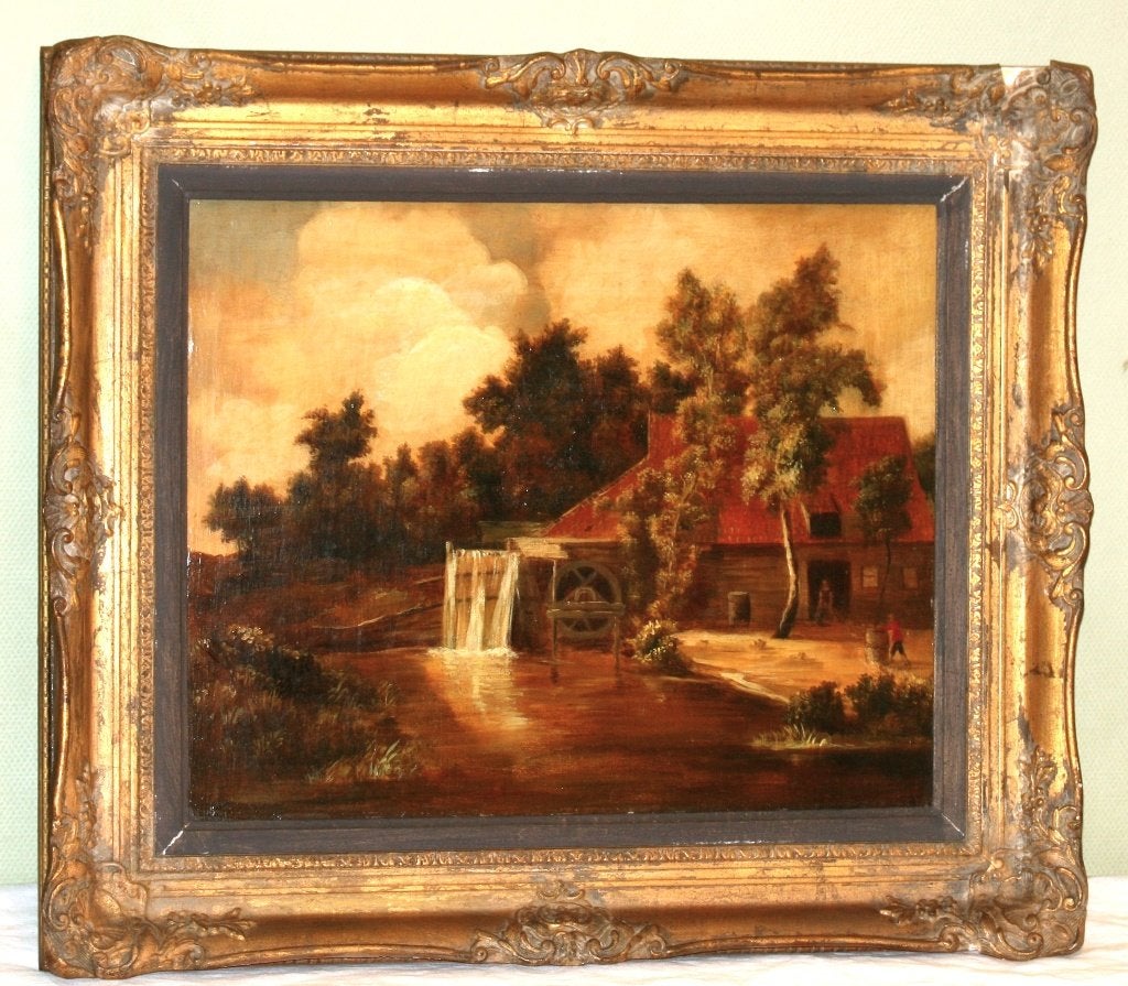 Antieke schilderij Olie op paneel, Ophalen of Verzenden, Olieverf, Paneel