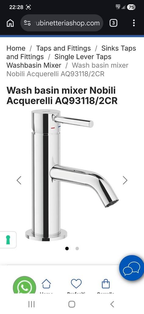 2 Nobili acquelli wastafel mengkraan, Bricolage & Construction, Sanitaire, Enlèvement, Neuf, Chrome, Lavabo