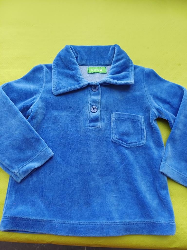Chemise Lily-Balou en velours bleu taille 74, Garçon ou Fille, Enlèvement ou Envoi, Pull ou Veste, Utilisé