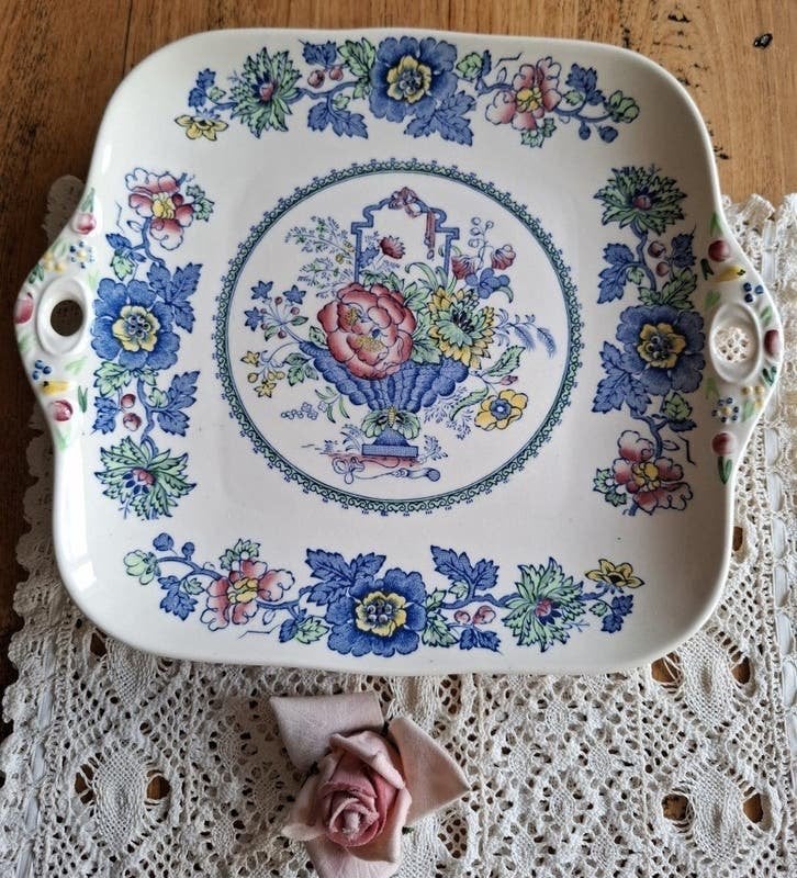 Vintage serveerschaal Mason's Strathmore pink & blue, C4792, Enlèvement ou Envoi