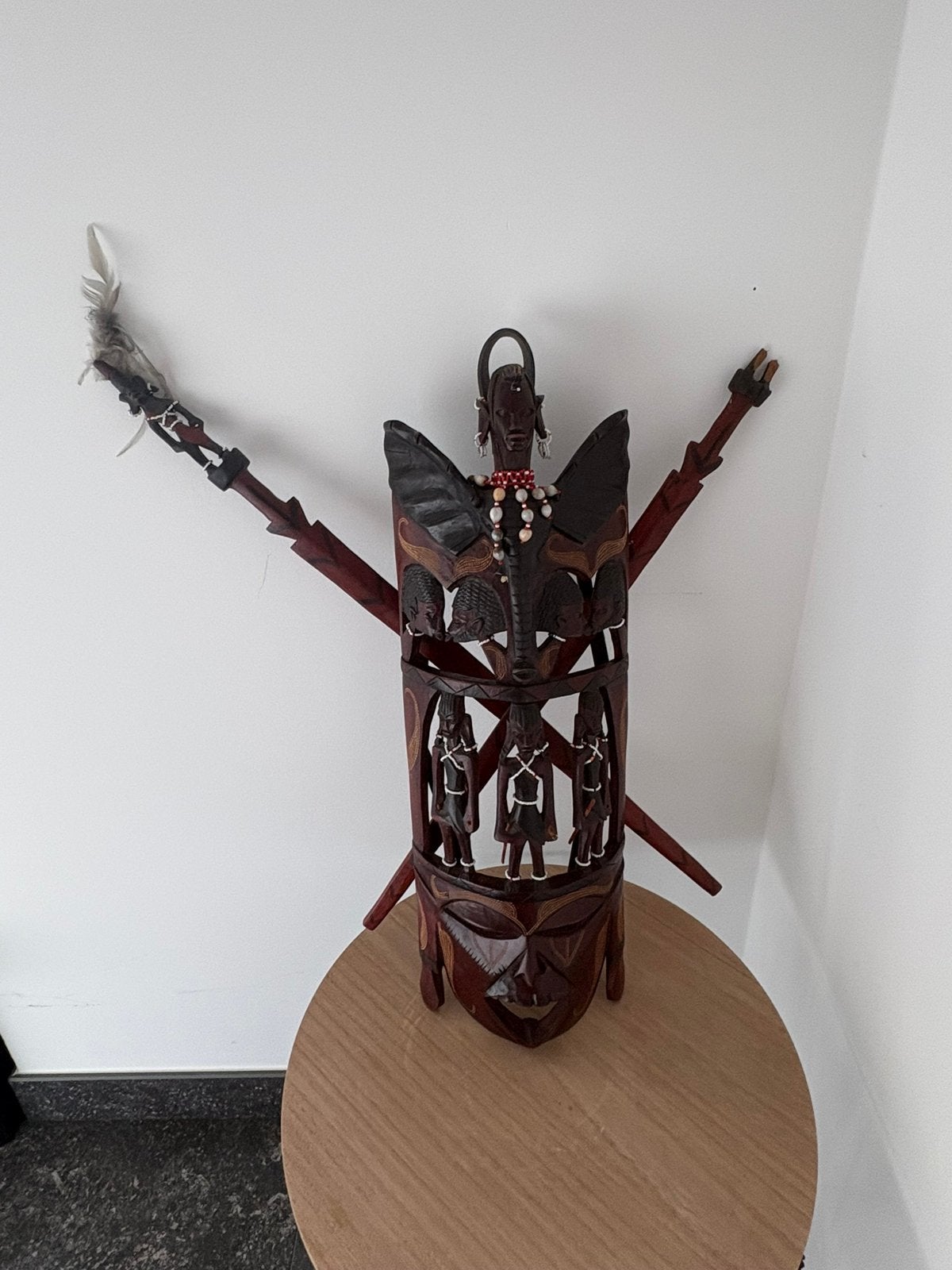 Afrikaans hout kunstwerk met de handuitgesneden 1990, Ophalen