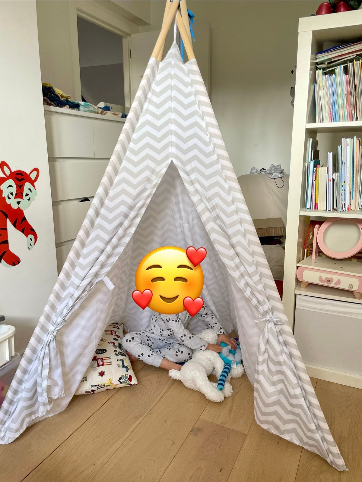 Tipi en tissu pour enfant (gris et blanc), Kinderen en Baby's, Ophalen, Zo goed als nieuw