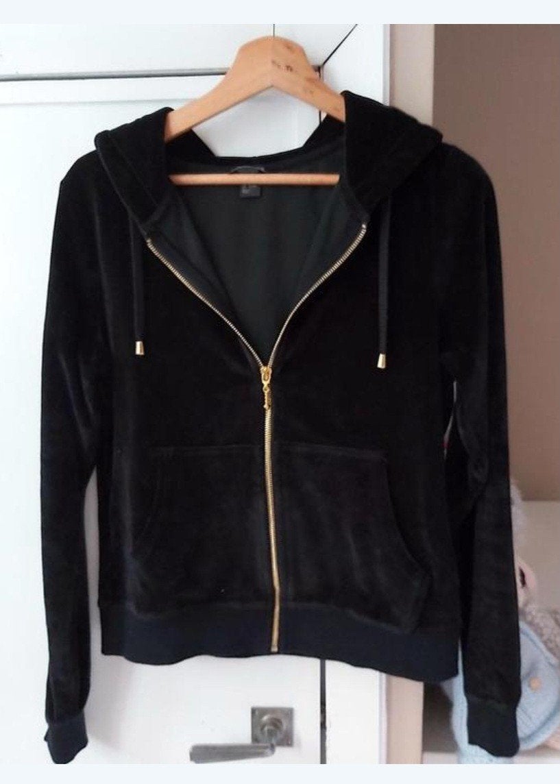 Stretch fluwelen jacky medium H&M., Maat 38/40 (M), H&M, Zwart, Ophalen of Verzenden