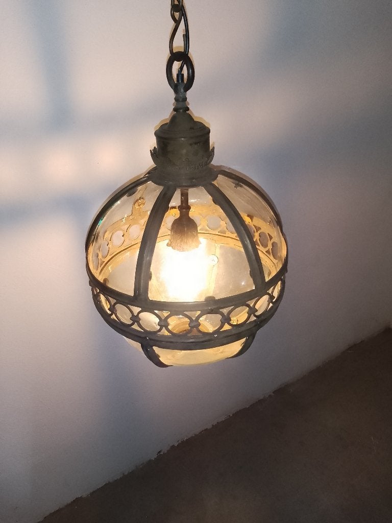 Prachtige extra grote koperen Victoriaanse hanglamp, Enlèvement ou Envoi
