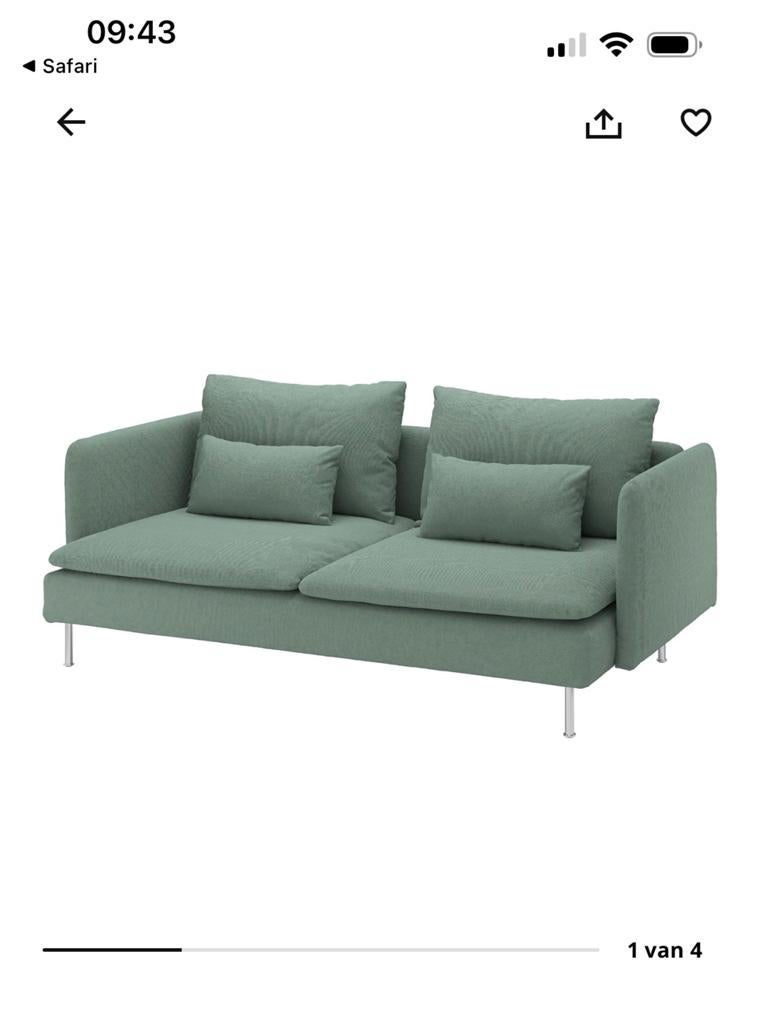 Ikea soderhamn 2 zit met leuning + voetenbank., Huis en Inrichting, Zetels | Zetels, Gebruikt, Ophalen
