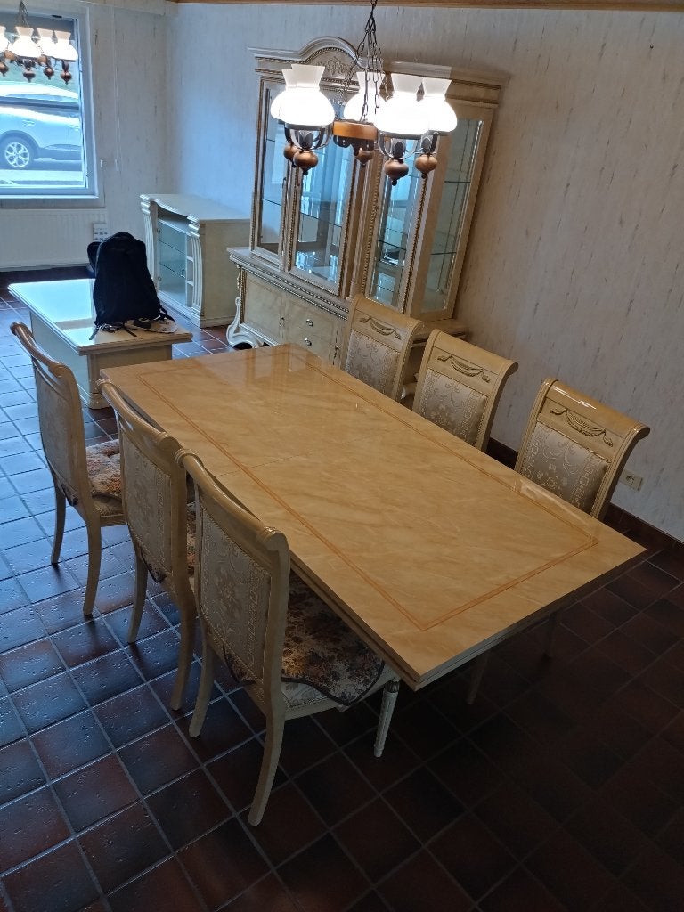 Table avec 6 chaises, Maison & Meubles, 150 à 200 cm, Cinq personnes ou plus, Comme neuf, 100 à 150 cm