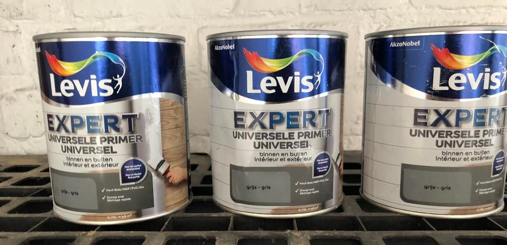 3 X LEVIS EXPERT PRIMER 0,75ml, Doe-het-zelf en Bouw, Ophalen, Nieuw, Verf, Grijs