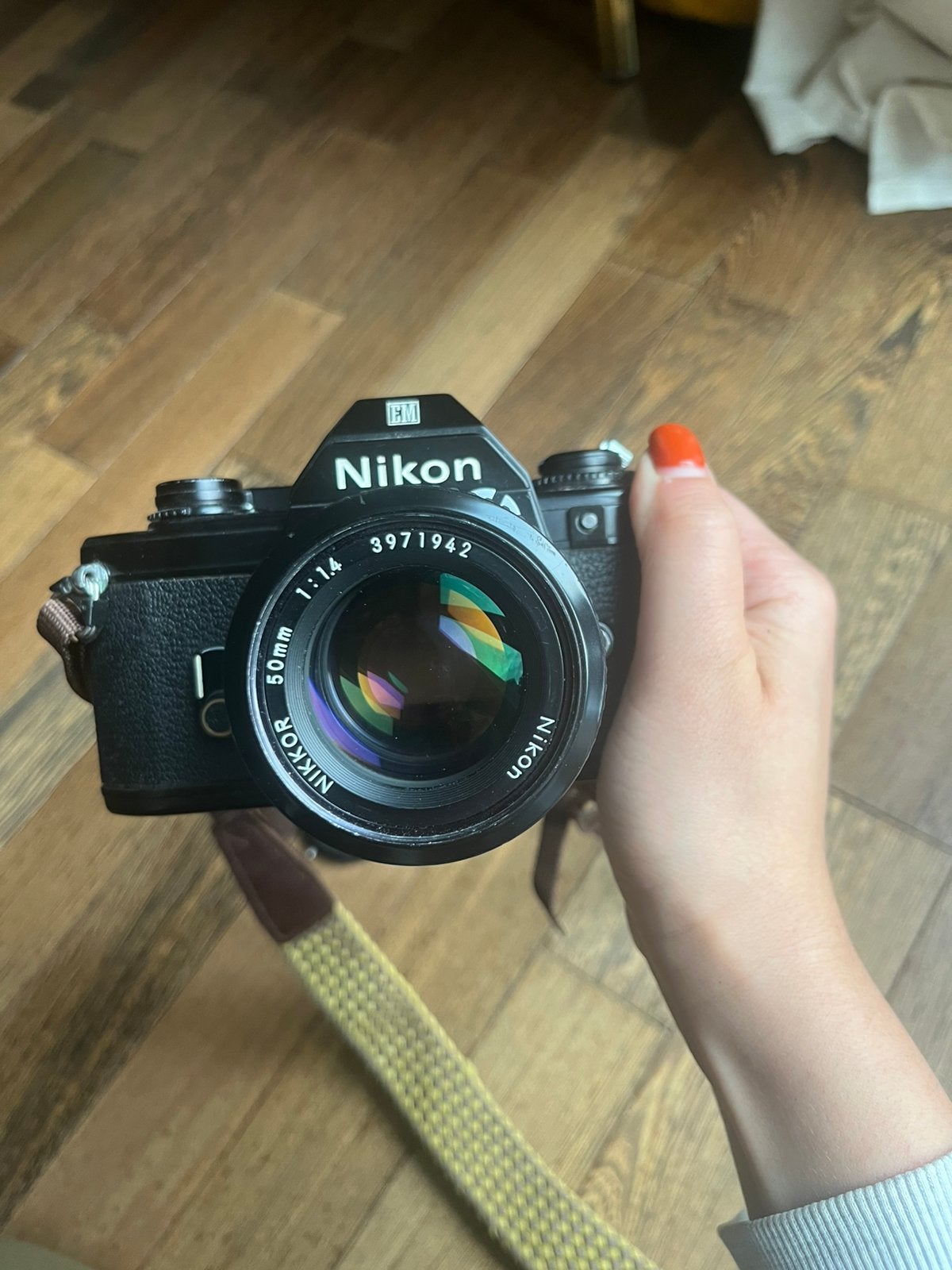 Te koop: Nikon EM analoge SLR + Nikkor 50mm f/1.4 lens, Ophalen of Verzenden, Gebruikt, Spiegelreflex, Nikon