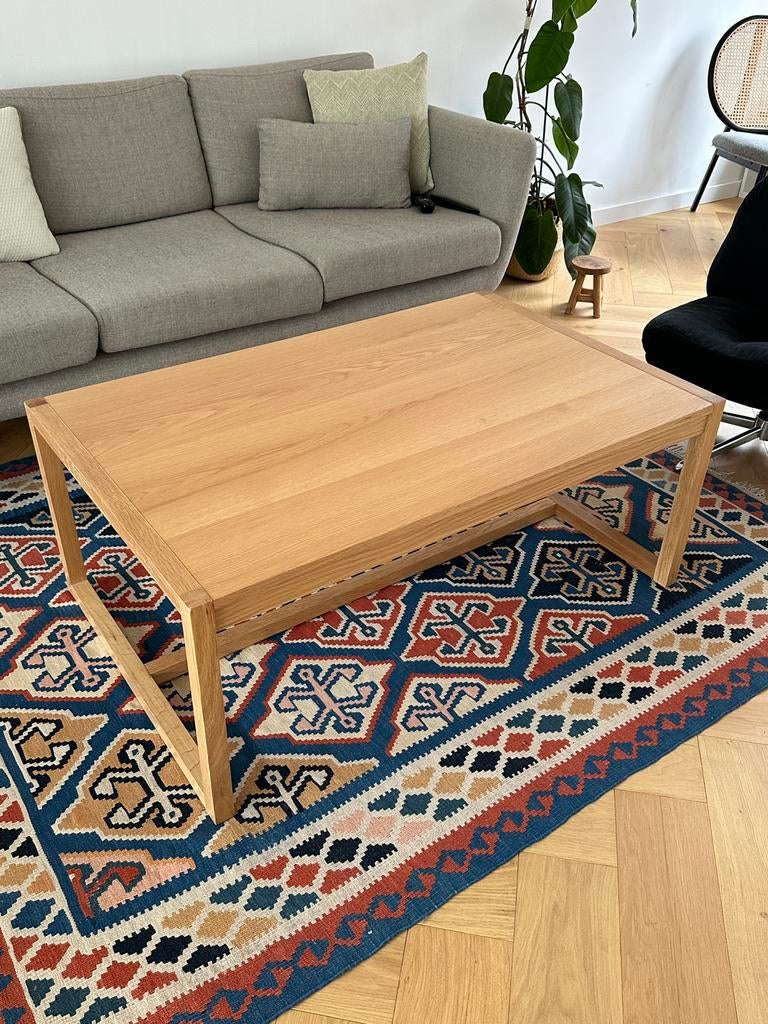 Salontafel van JYSK - kleur warm eik, Ophalen, Gebruikt, 100 tot 150 cm, 50 tot 100 cm