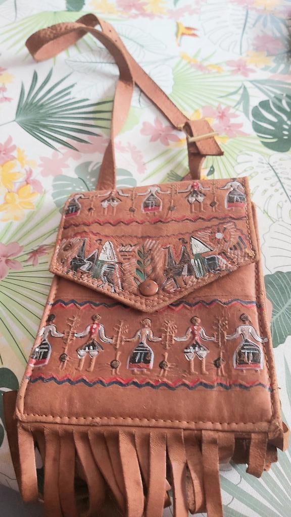 Kleine vintage handtas (Frankrijk), Handtassen en Accessoires, Tassen | Damestassen, Ophalen, Gebruikt, Bruin, Handtas