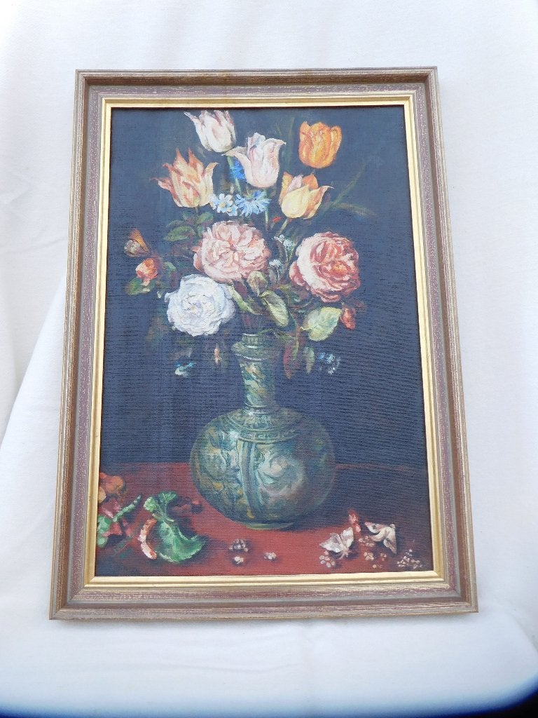 Schilderij Bloemen in vaas, Antiek en Kunst, Kunst | Schilderijen | Klassiek, Gedateerd, Doek, Olieverf, Ophalen