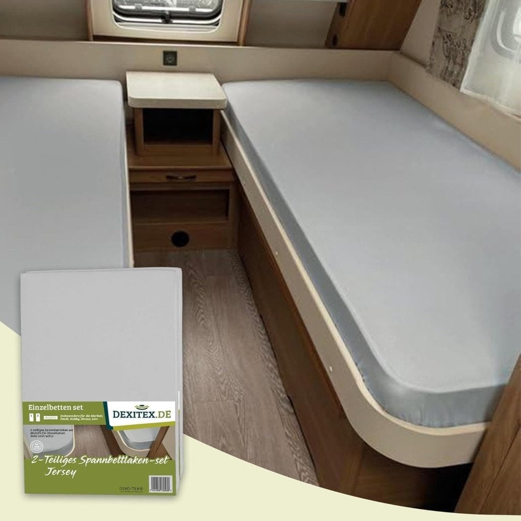 Enkele bedden indeling 2 delig, jersey hoeslakenset, Caravans en Kamperen, Caravanaccessoires