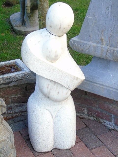 Geboortebeeld in wit marmer gesneden uit de massa!, Ophalen, Nieuw, Steen, Abstract beeld