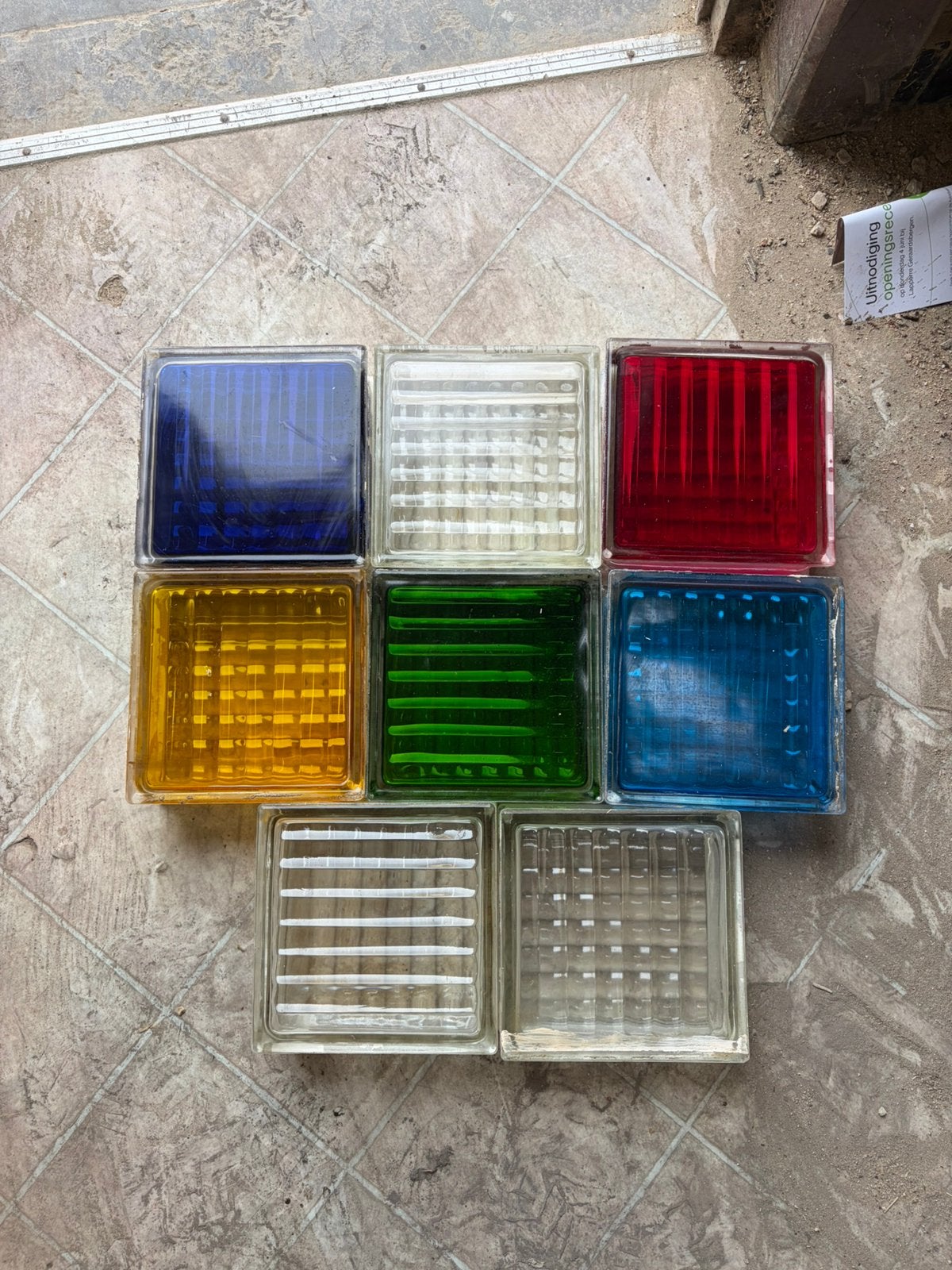 Vintage glasdallen (27st.), Ophalen