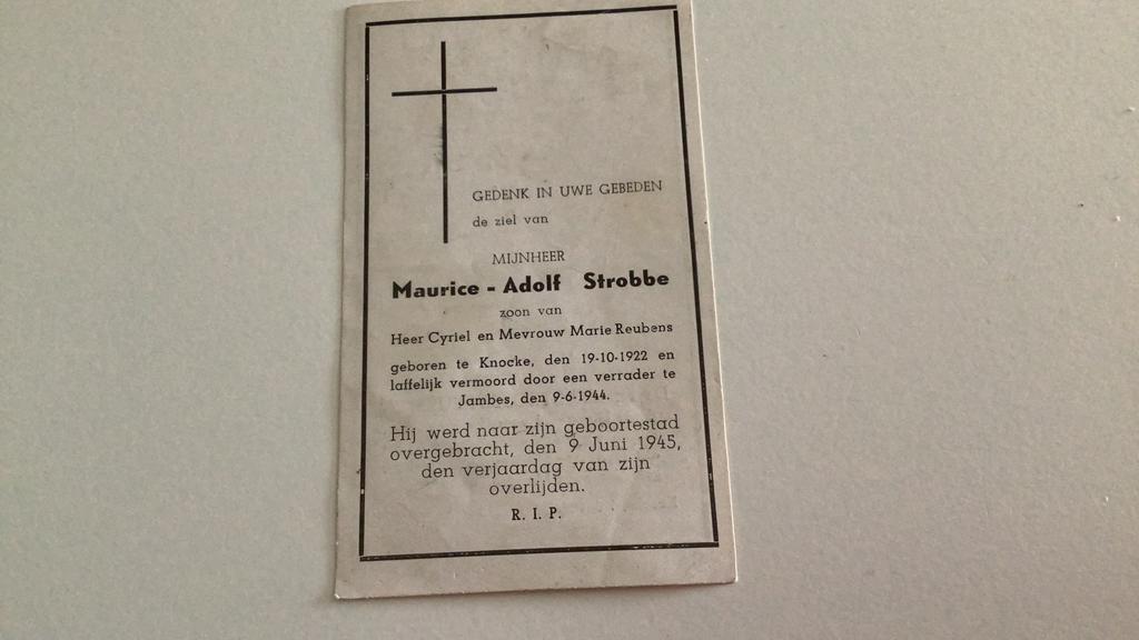 Victimes de la guerre 1944 Koncke Jambes, Collections, Enlèvement ou Envoi