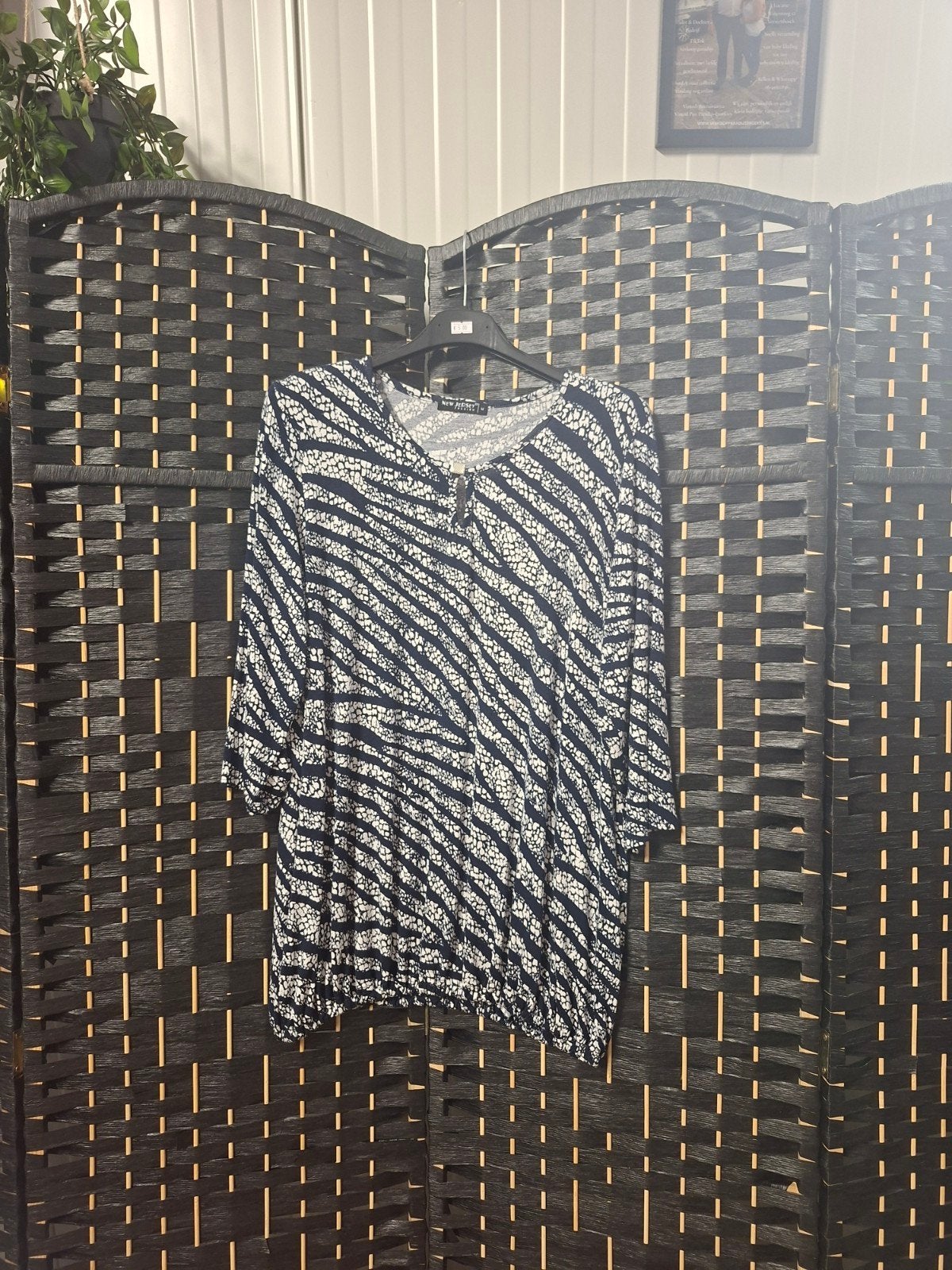 donkerblauwe wit dames tshirt met driekwart mouwen maat m, Maat 38/40 (M), Wit, Nieuw, New jersey