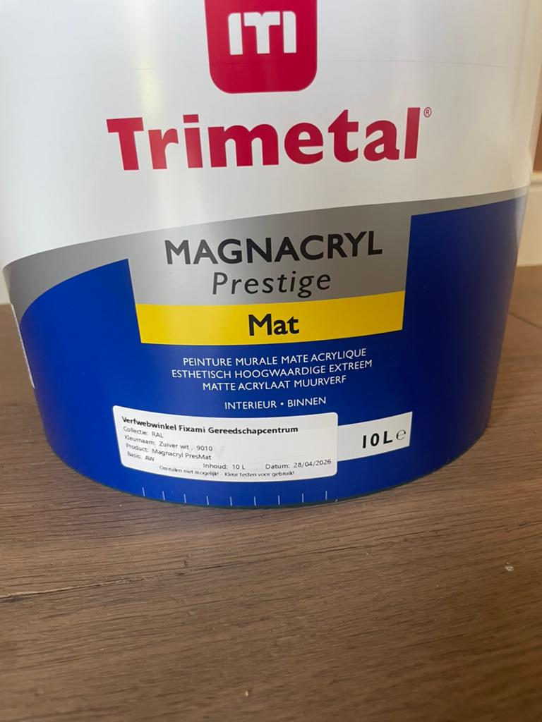 Trimental magnacryl prestige 9010 mat, Ophalen, Zo goed als nieuw