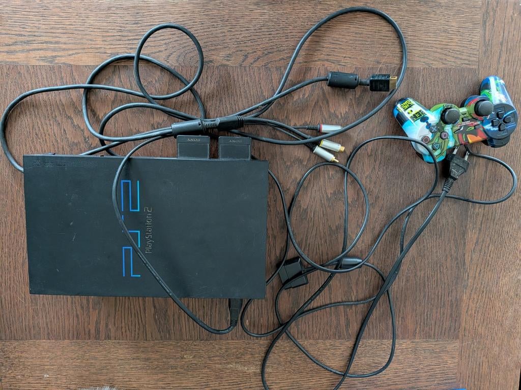 PS2 pakket, Avec 1 manette, Enlèvement, Utilisé, Avec jeux