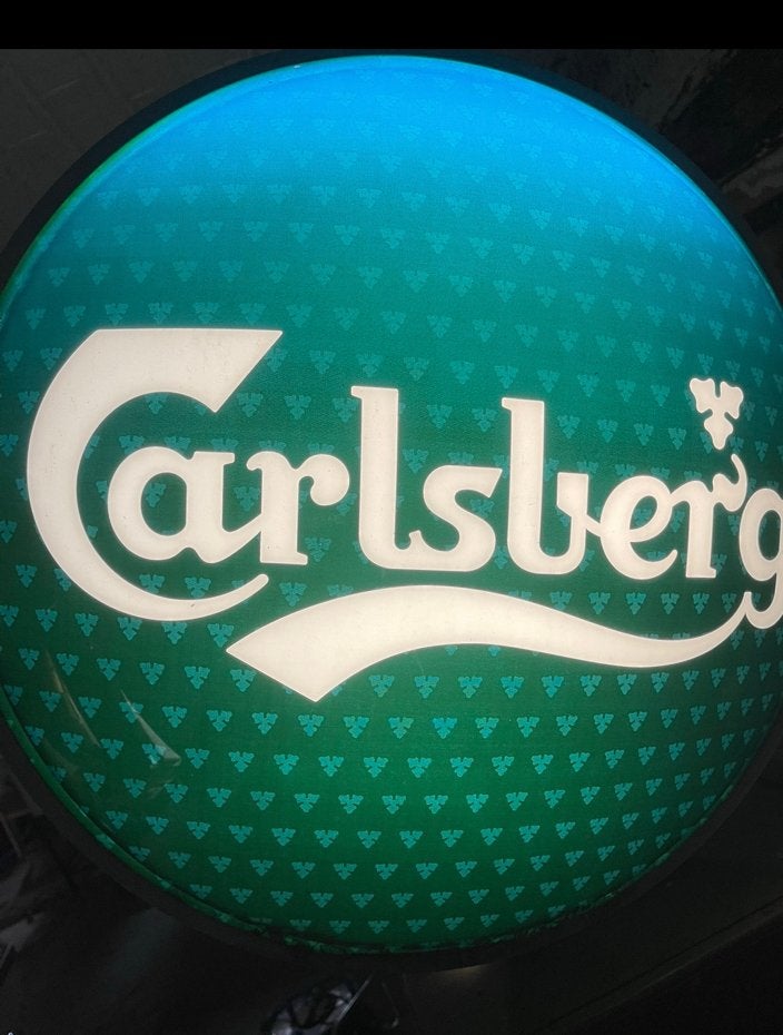 Originele Carlsberg Dubbelzijdige Lichtbak / Uithangbord, Ophalen, Reclamebord