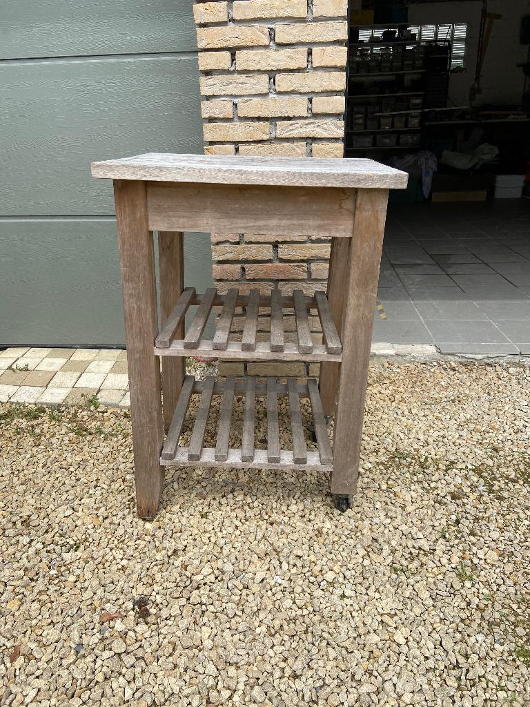 Tuintafeltje, bijzettafeltje, Tuin en Terras, Ophalen, Gebruikt, Rechthoekig, Hout