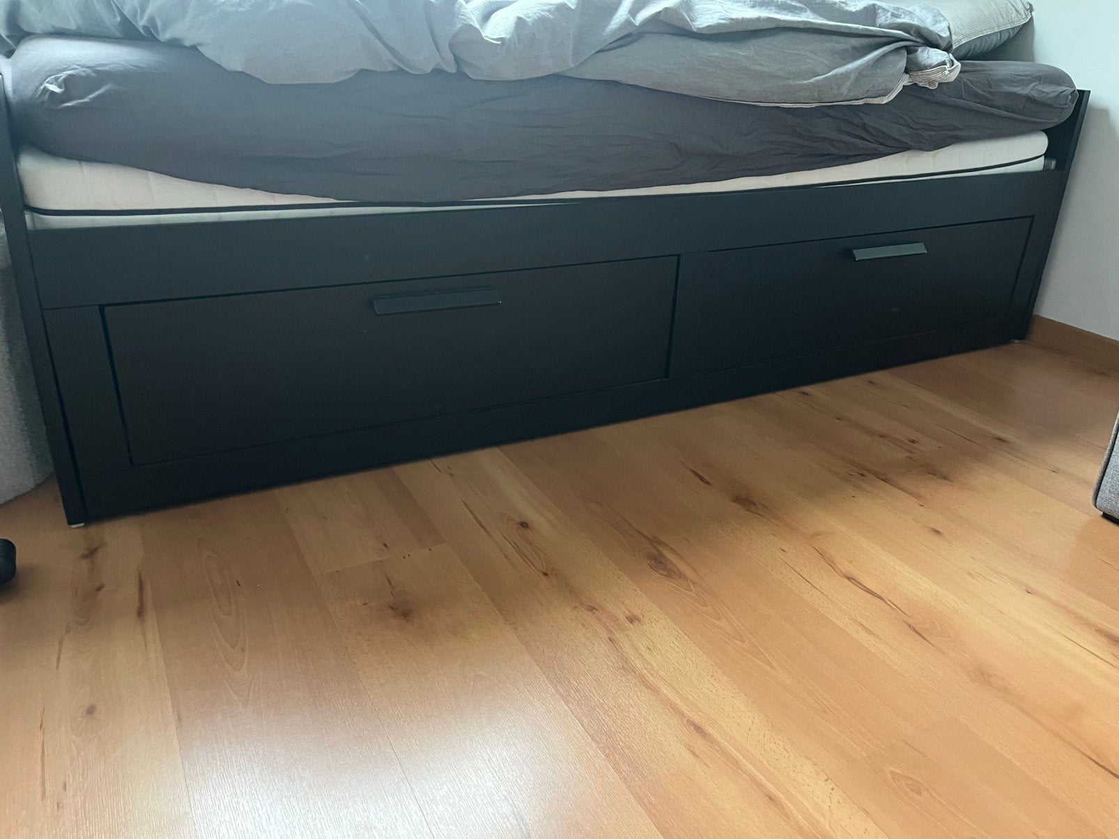 Eenpersoonsbed Ikea (uitschuifbaar), Maison & Meubles, Chambre à coucher | Lits, Utilisé, Une personne, 80 cm, 200 cm, Bois, Noir