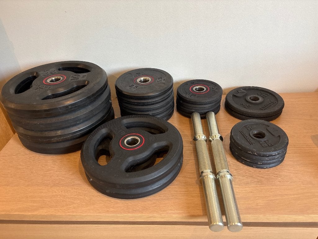 Pack disques de musculation, Enlèvement, Comme neuf, Pectoraux, Haltère