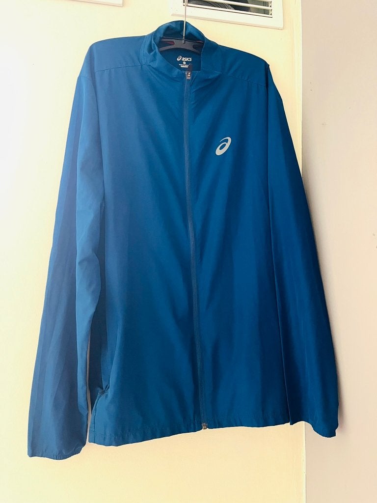 ASICS MotionDry hardloopjack heren XL blauw lopen sportjack, Blauw, Maat 56/58 (XL), Ophalen of Verzenden, Zo goed als nieuw