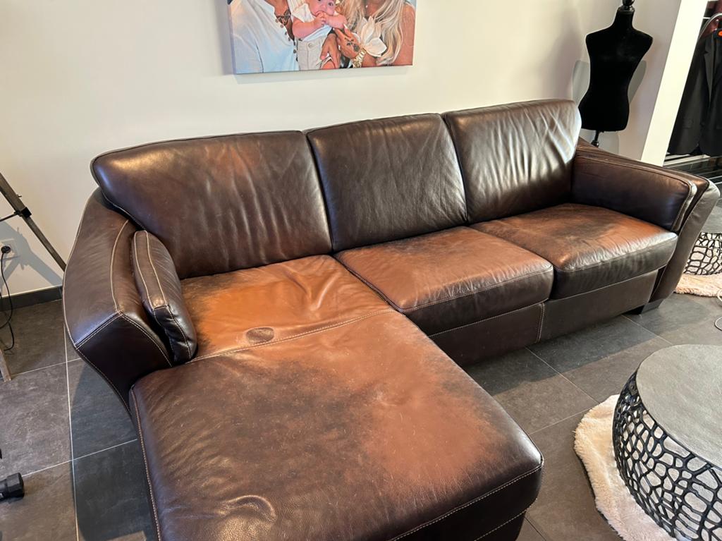 Canapé d'angle + pouf, Maison & Meubles, Canapés | Coins salons complets, Enlèvement, Comme neuf